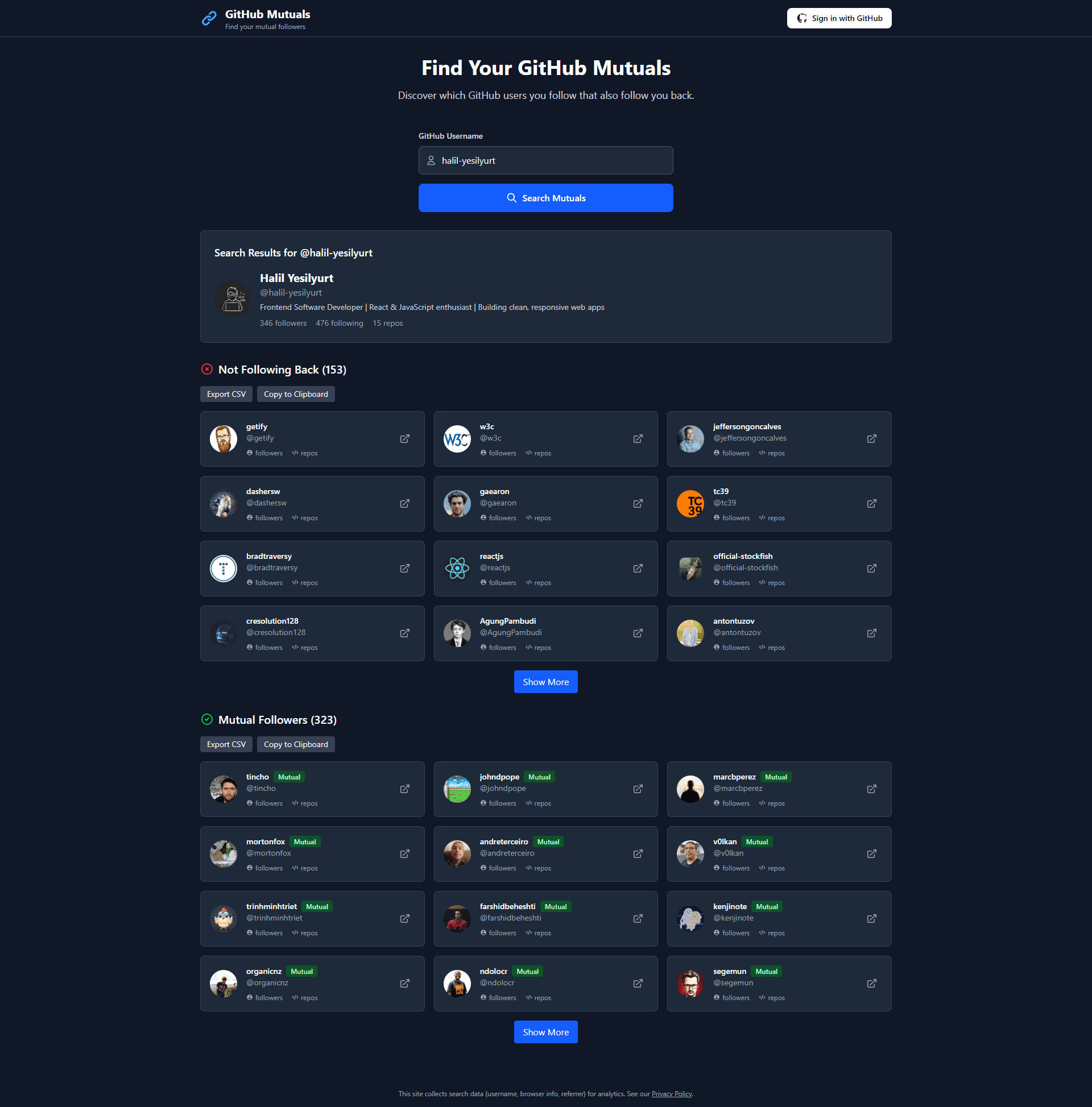 GitHub Mutuals